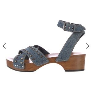 Saint Laurent Blue Denim Studded Sandals